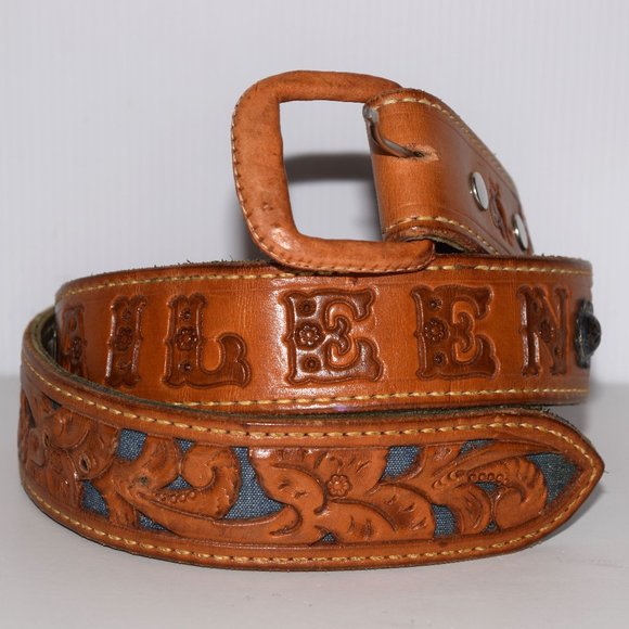 Vintage Aileen Brown Leather Western Cowgirl Belt main image 5